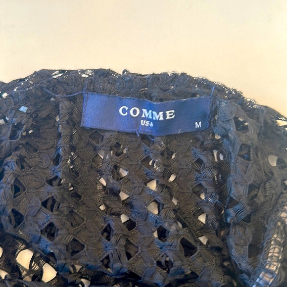 Comme See Thru Sweater Size Medium Black Open Weave Knit - Picture 3 of 5